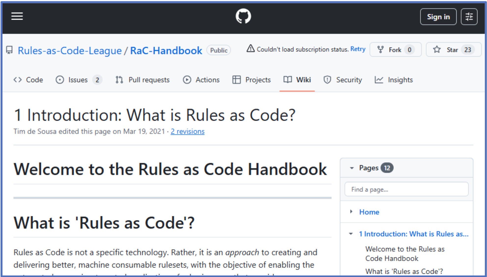 A screenshot of the RaC Wiki Handbook stating what RaC is
