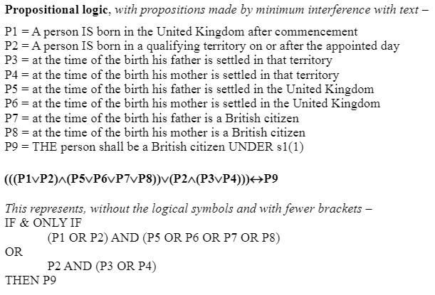 Logical formalisation of s1 British Nationality Act